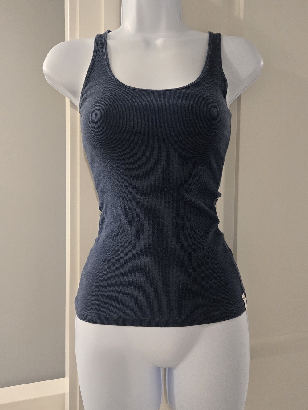 Vintage Armani Exchange Y2K Blue Ribbed Racerback Tank Top. S